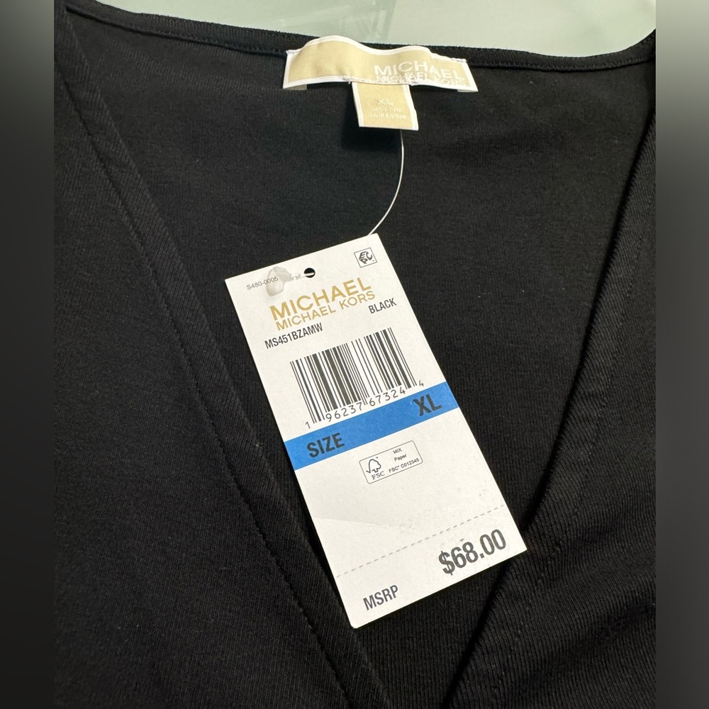 🆕 Michael Kors  Women's Twist-Front Sleeveless Baby-Doll Top-Black - Picture 2 of 4